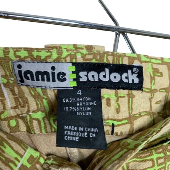 Jamie Sadock Golf Skort Skirt Y2K 2000's Print Tan Green Pockets Women's Size 4 - Picture 4 of 6